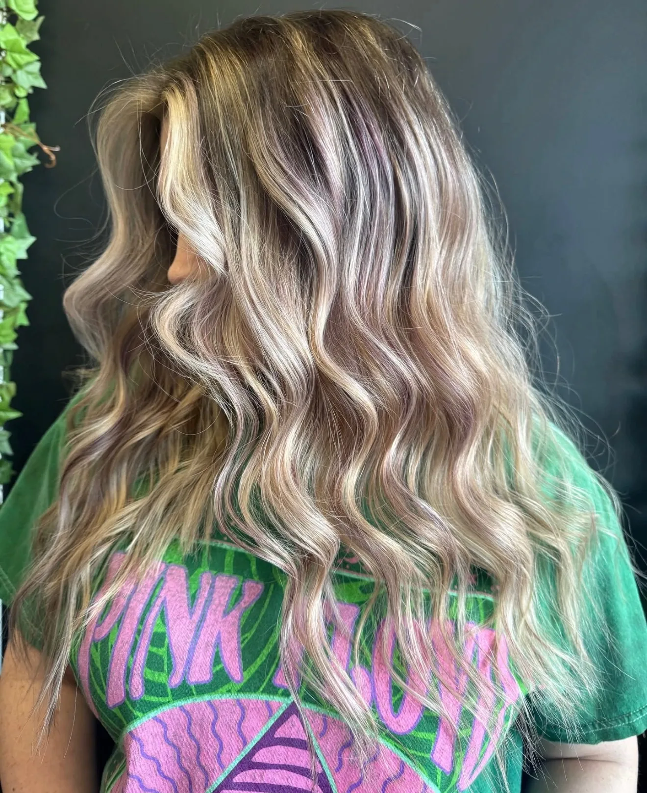 Blonde balayage with soft waves
